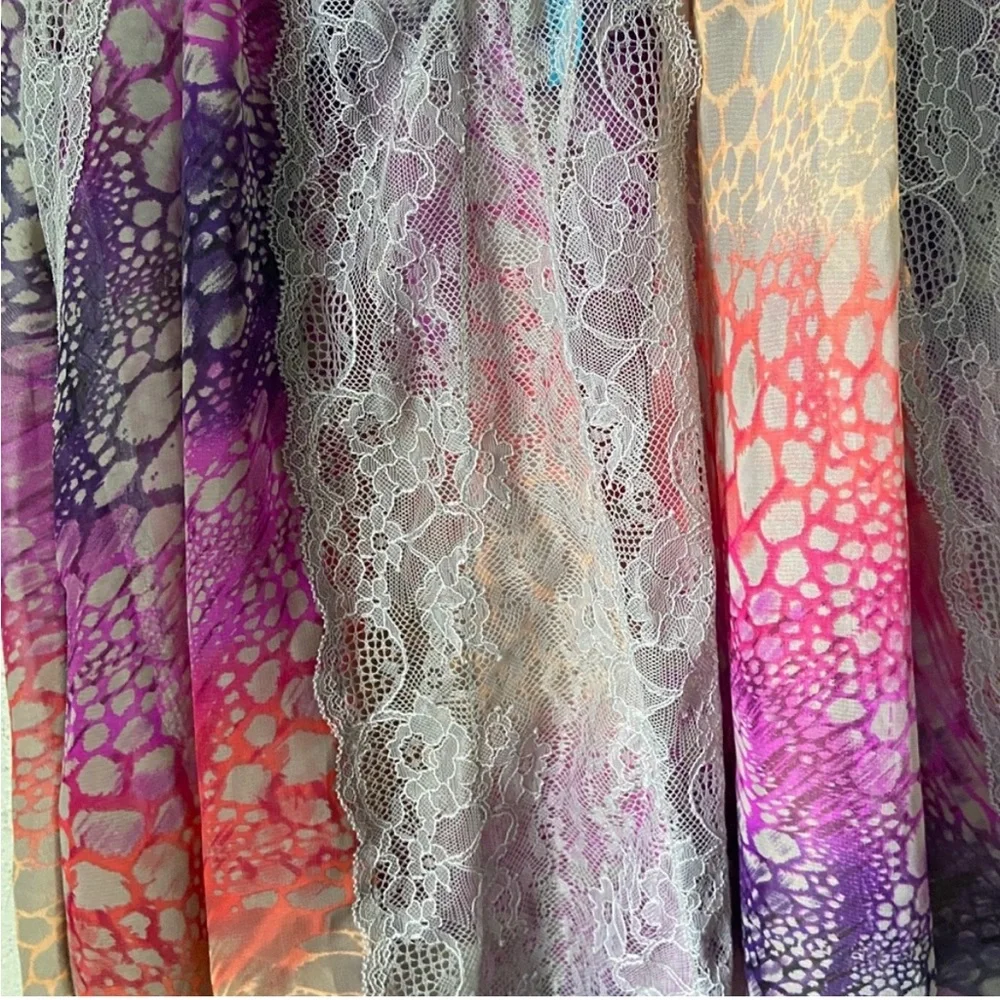 FREE PEOPLE SEQUIN MULTI-COLOR ANIMAL PRINT CAMI TOP BLOUSE SHIRT SIZE LARGE - Picture 7 of 16